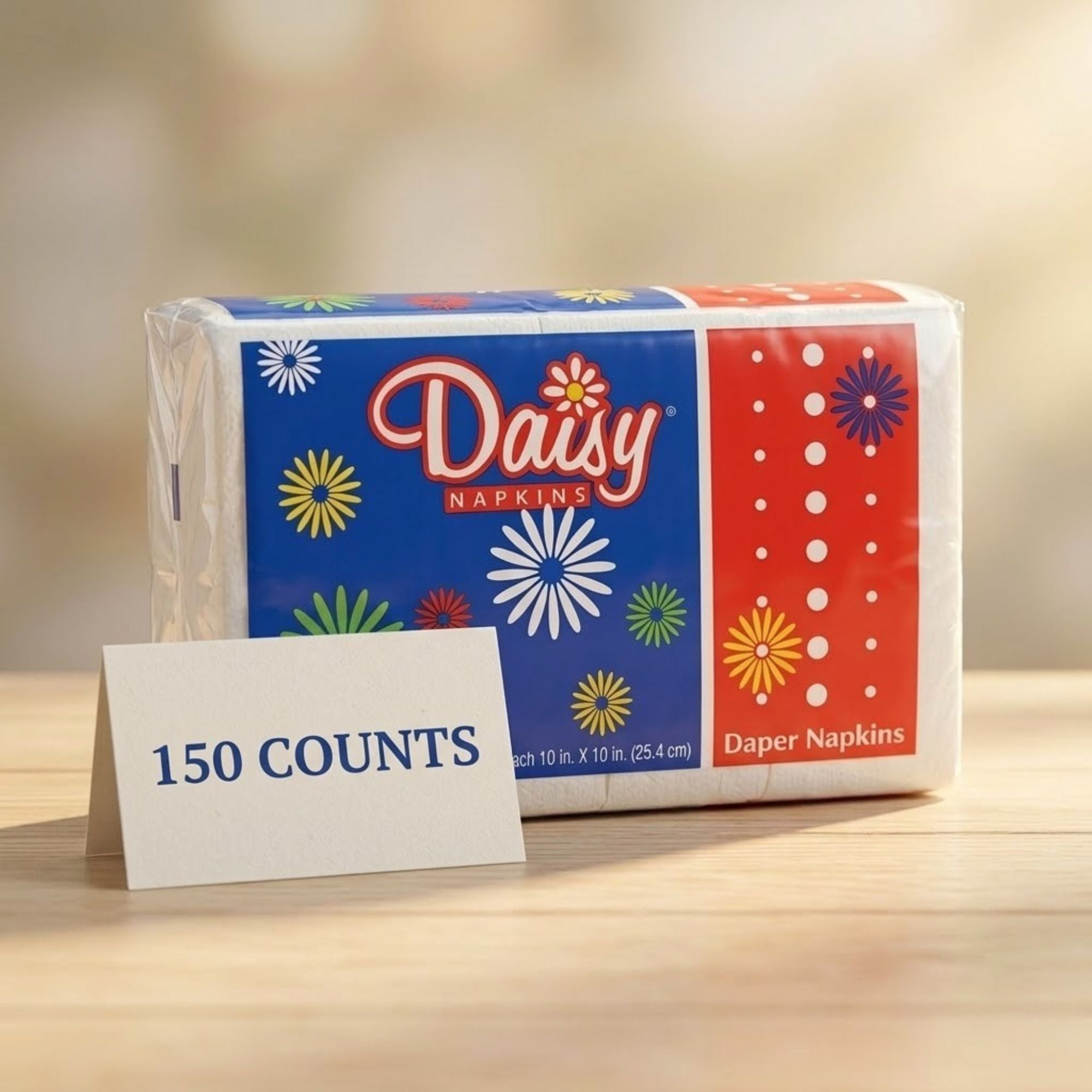 150 ct Daisy Paper Napkins Soft & Absorbent Disposable Napkins product detail image