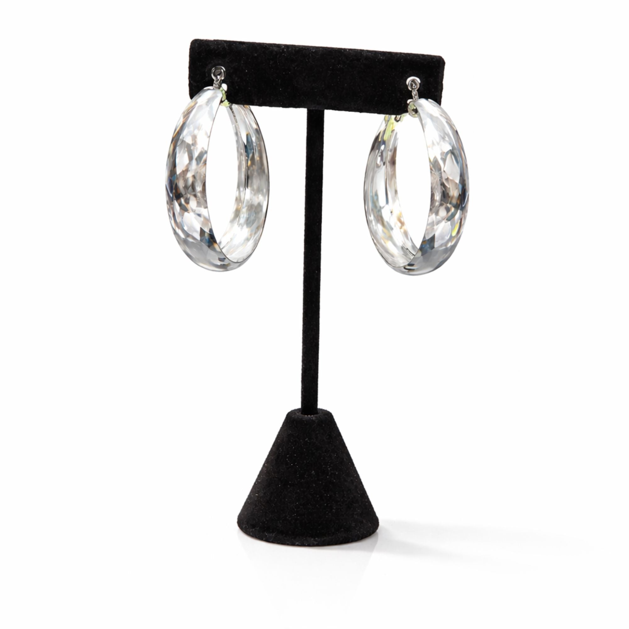 Classic Silver Hoop Earrings 1.3" Diameter Lightweight Fashion Jewelry Earing main product image