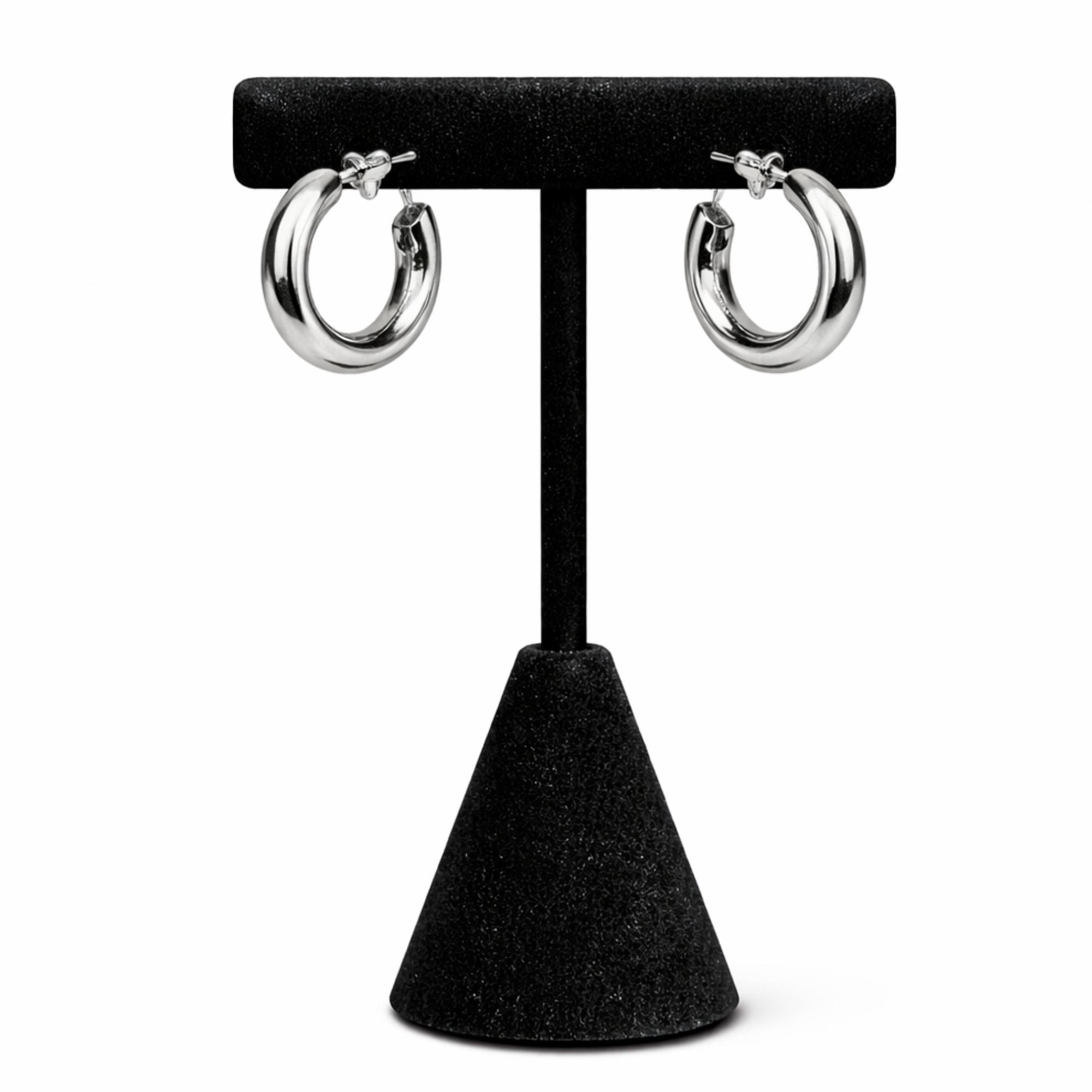 Classic Silver Hoop Earrings 0.60" Diameter Small Lightweight Jewelry Earing main product image