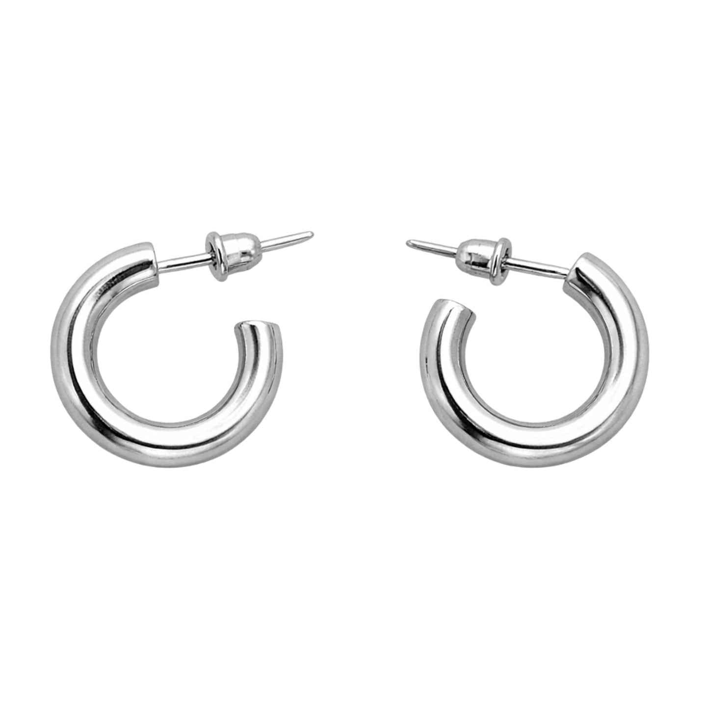 Classic Silver Hoop Earrings 0.60" Diameter Small Lightweight Jewelry Earing size and feature image