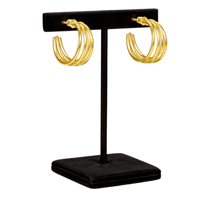 0.5 Inch Gold Tone Triple Layer Hoop Lightweight Earrings