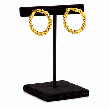 1 Inch Gold Tone Twisted Rope Hoop Bold Earrings