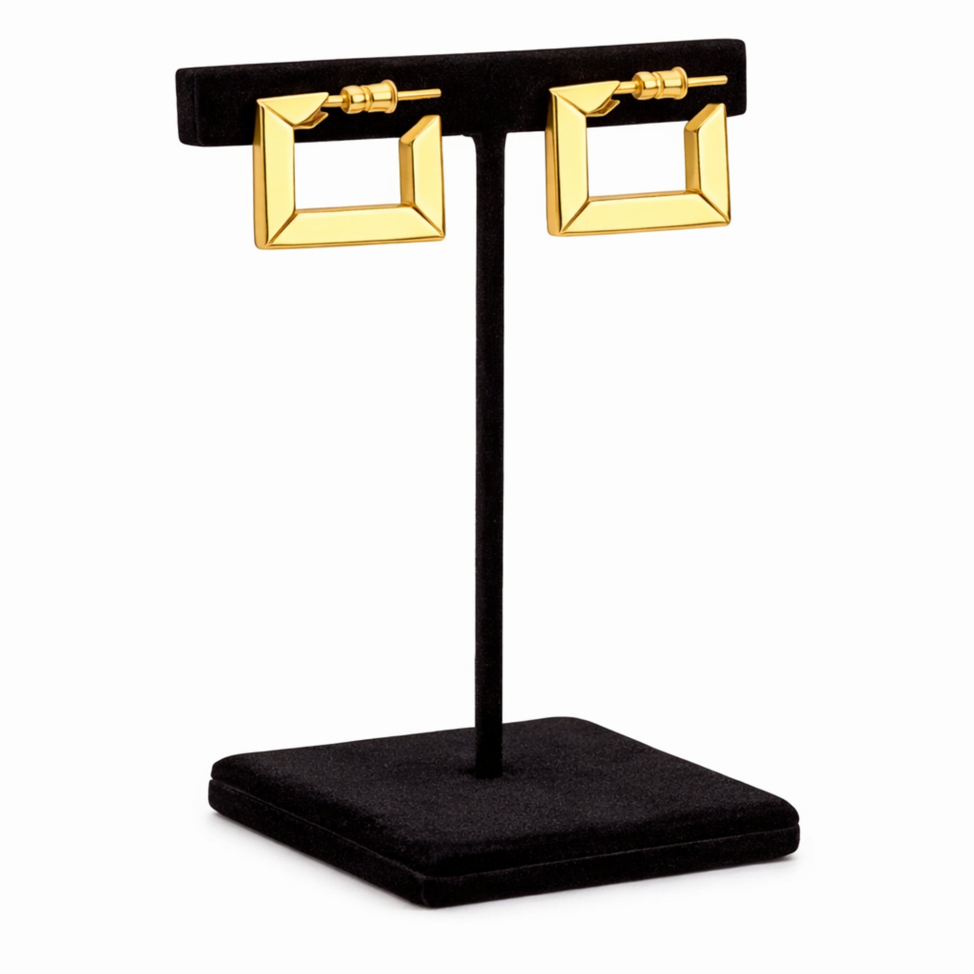 Media: Gold Tone Square Open Hoop Earrings