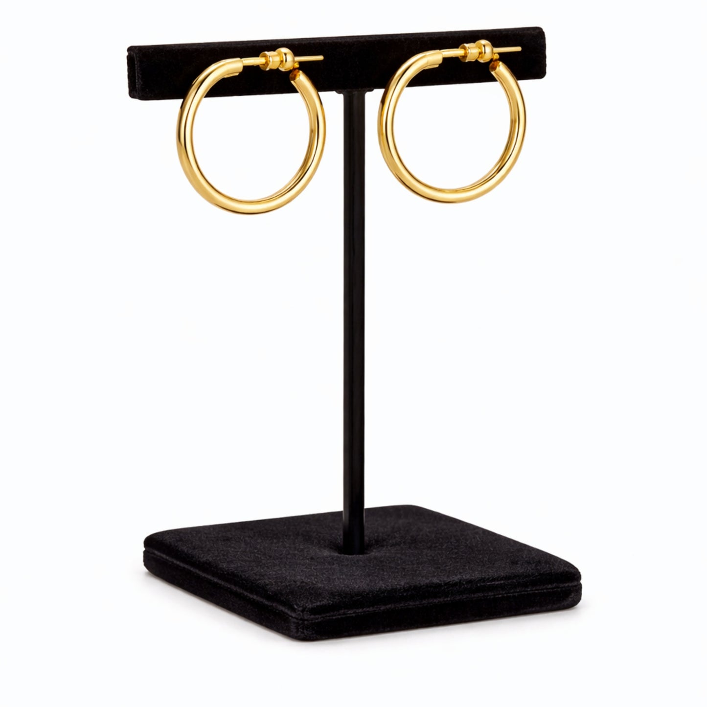  1 Inch Gold Tone Thin Wire Open Hoop Lightweight Earrings