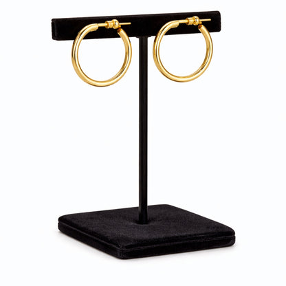  1 Inch Gold Tone Thin Wire Open Hoop Lightweight Earrings