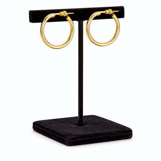  1 Inch Gold Tone Thin Wire Open Hoop Lightweight Earrings