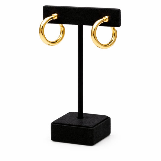 0.5 Inch Gold Tone Flat Band Open Hoop Sleek Style Earrings
