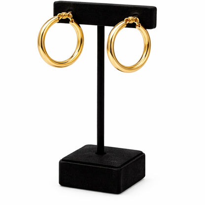  1 Inch Gold Tone Chunky Tube Closed Hoop Earrings