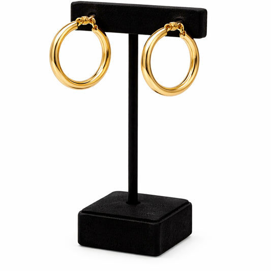  1 Inch Gold Tone Chunky Tube Closed Hoop Earrings