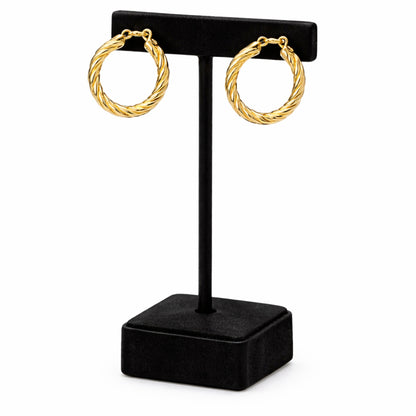 1.3 Inch Gold Tone Twisted Rope Hoop Classic Earrings for Women