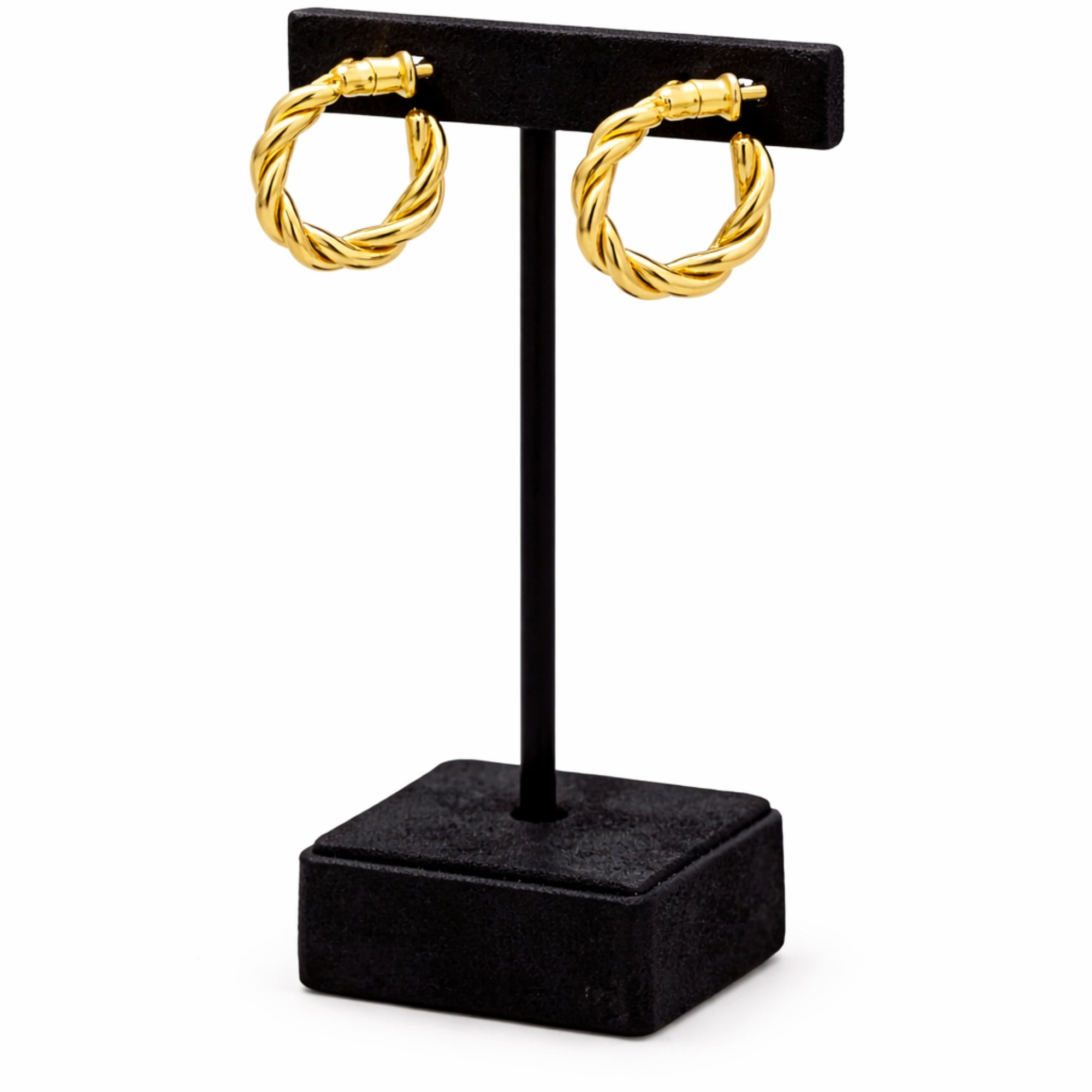 0.5 Inch Gold Tone Chunky Twisted Rope Open Hoop Earrings Classic Style main product image