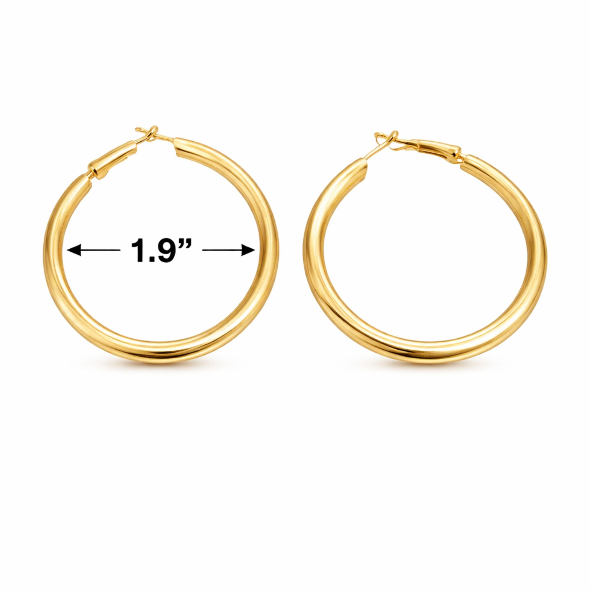 1.9 Inch Gold Tone Classic Hoop Earrings product detail image