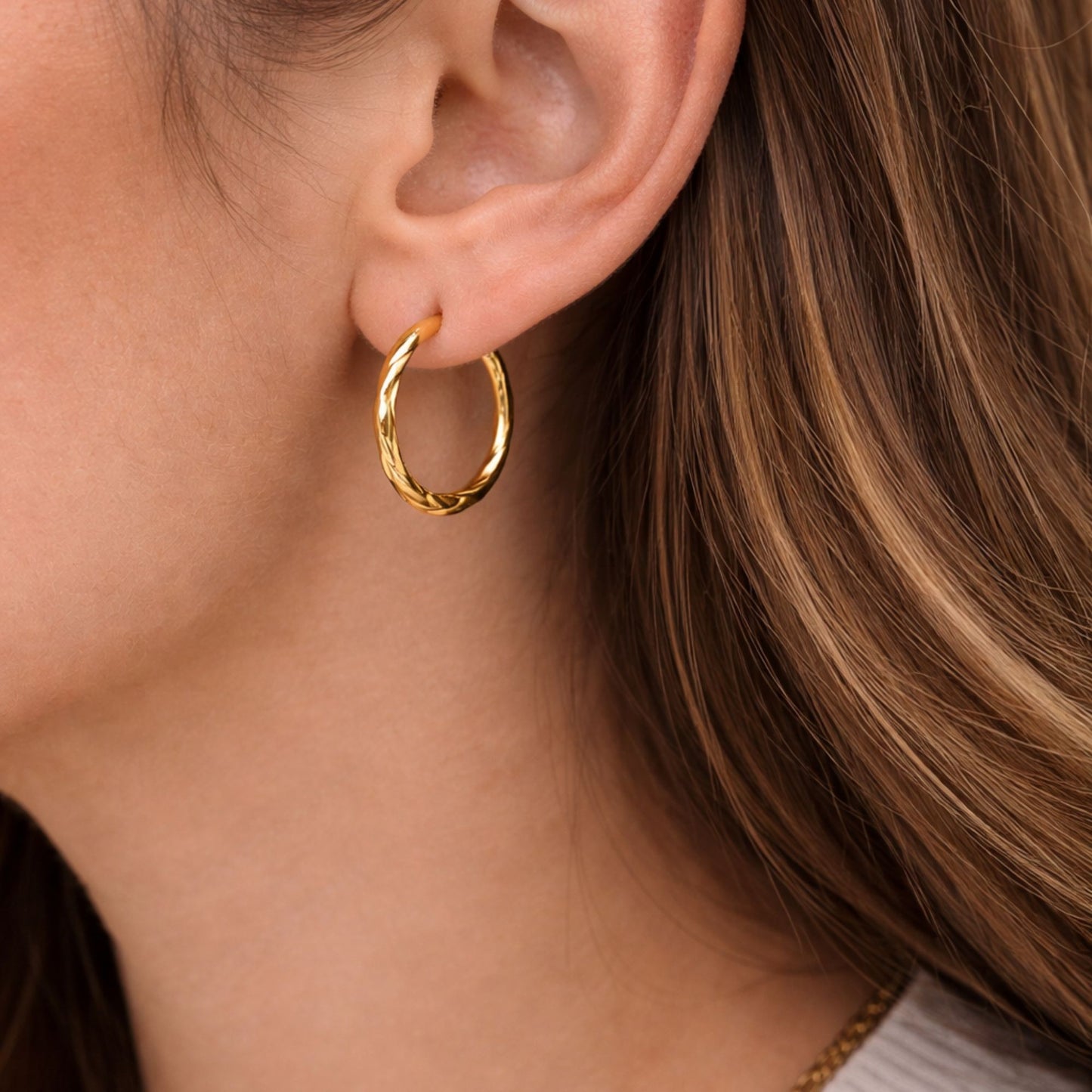 2 Inch Gold Tone Hammered Irregular Hoop Earrings size and feature image