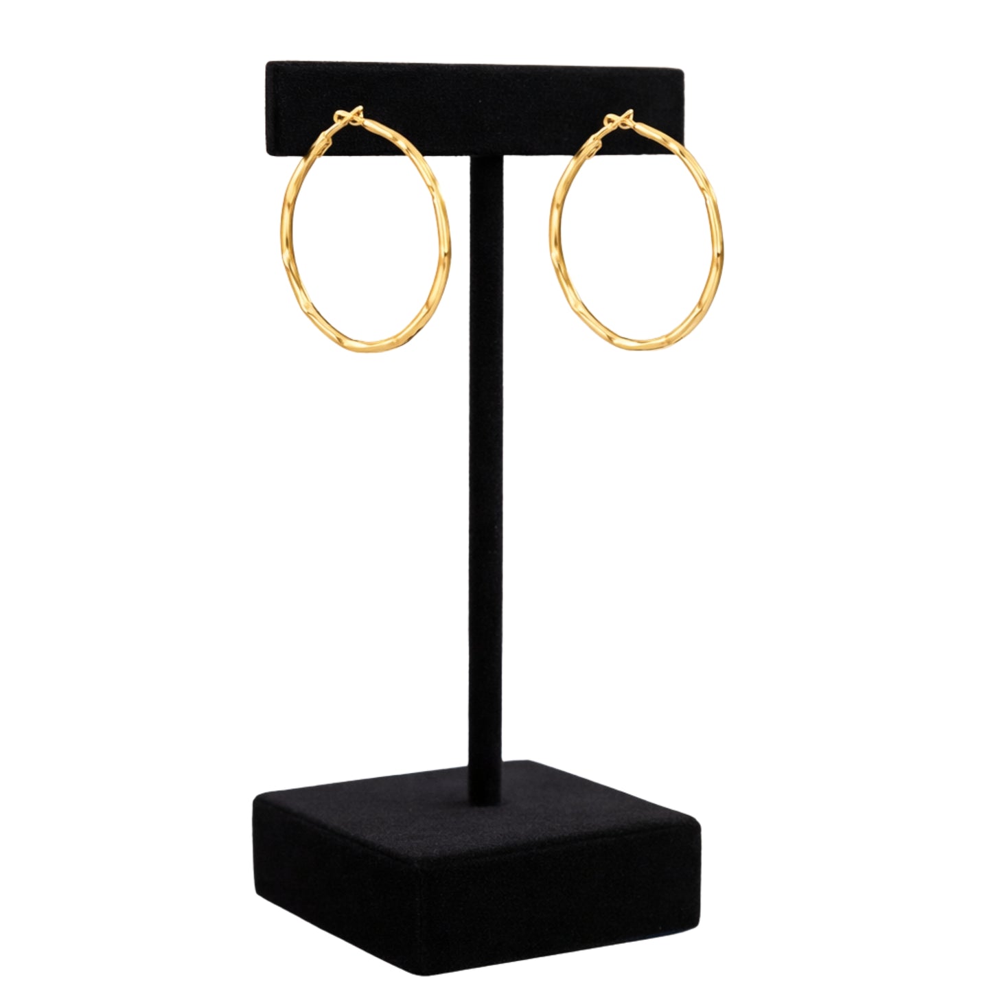 2 Inch Gold Tone Hammered Irregular Hoop Earrings main product image
