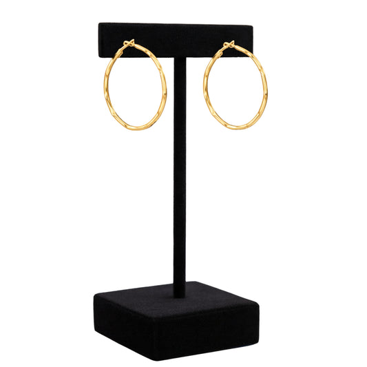 2 Inch Gold Tone Hammered Irregular Hoop Earrings