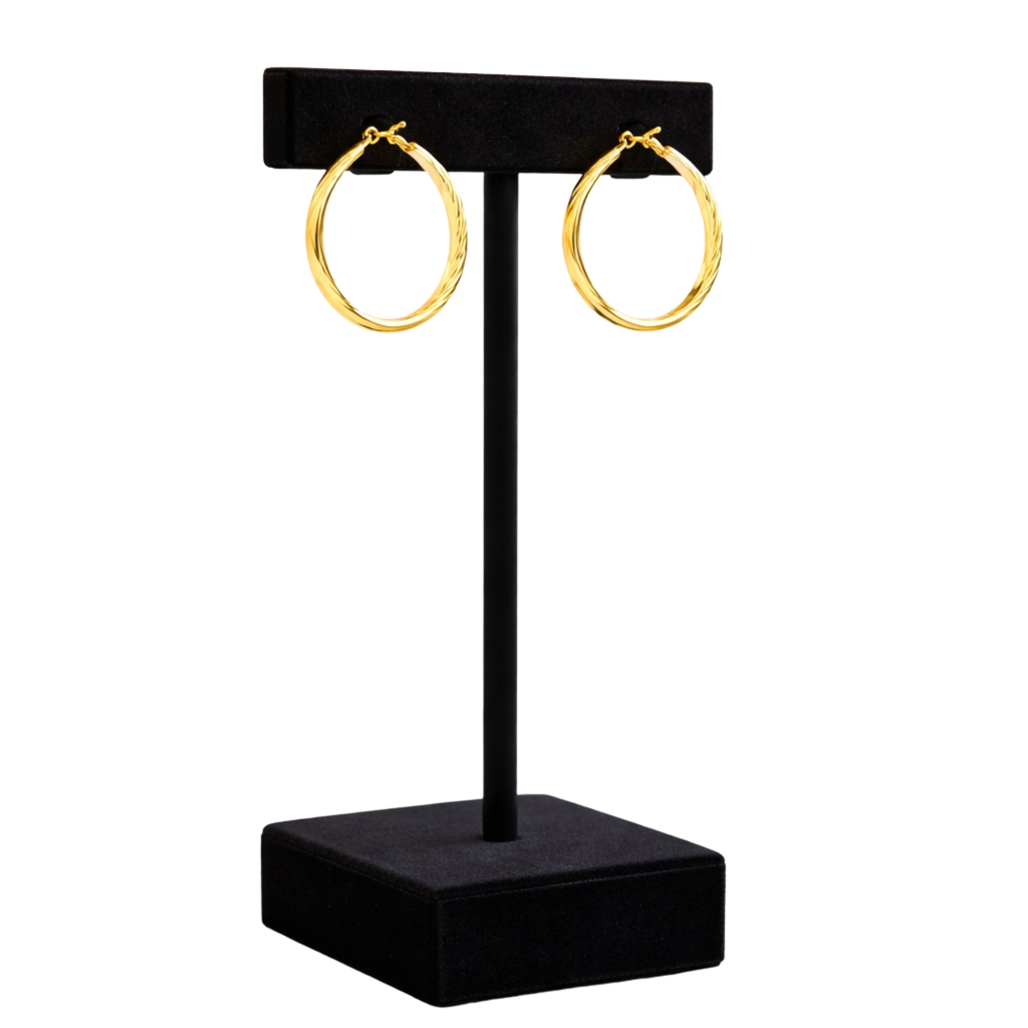 2 Inch Gold Tone Twisted Texture Hoop Earrings main product image