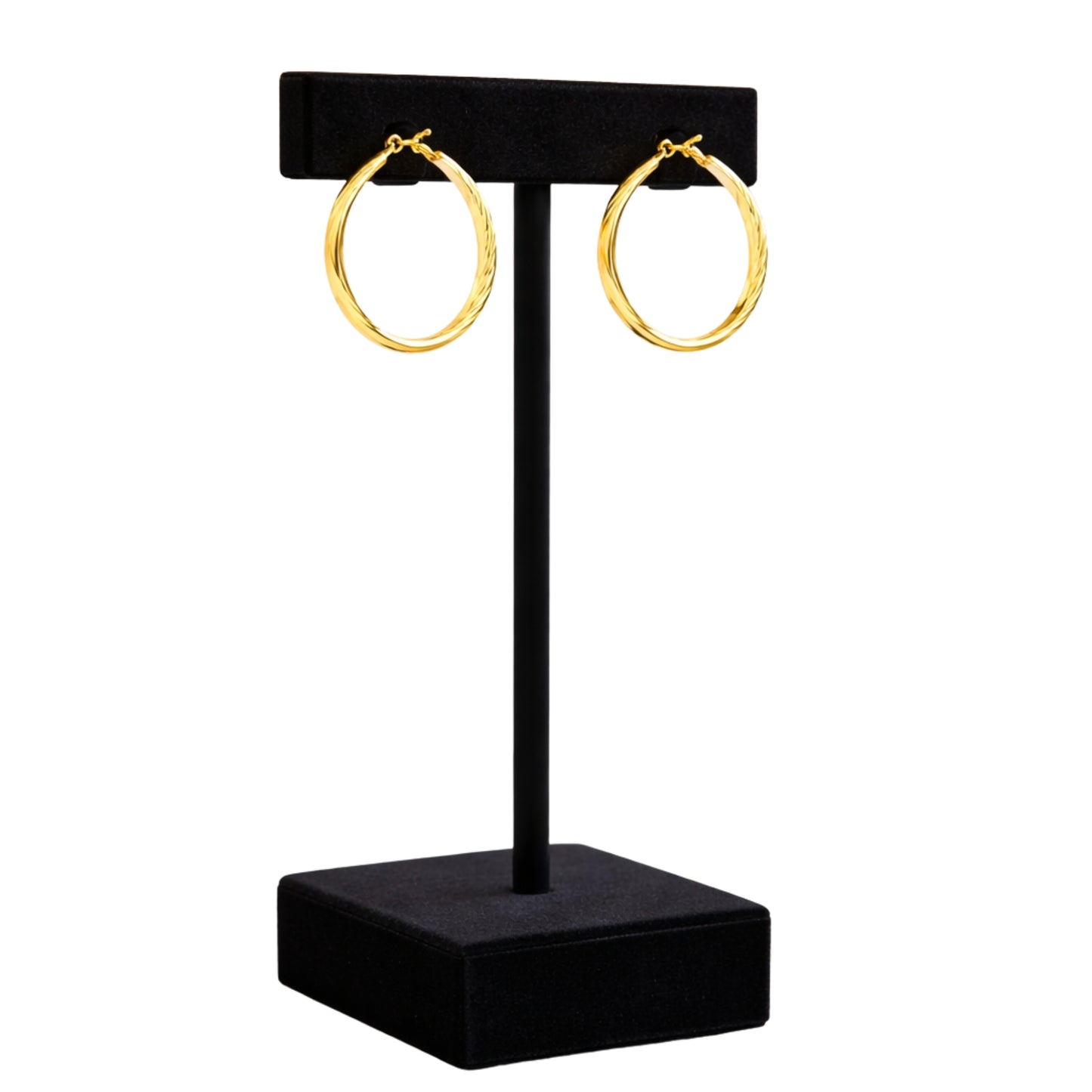 2 Inch Gold Tone Twisted Texture Hoop Earrings main product image