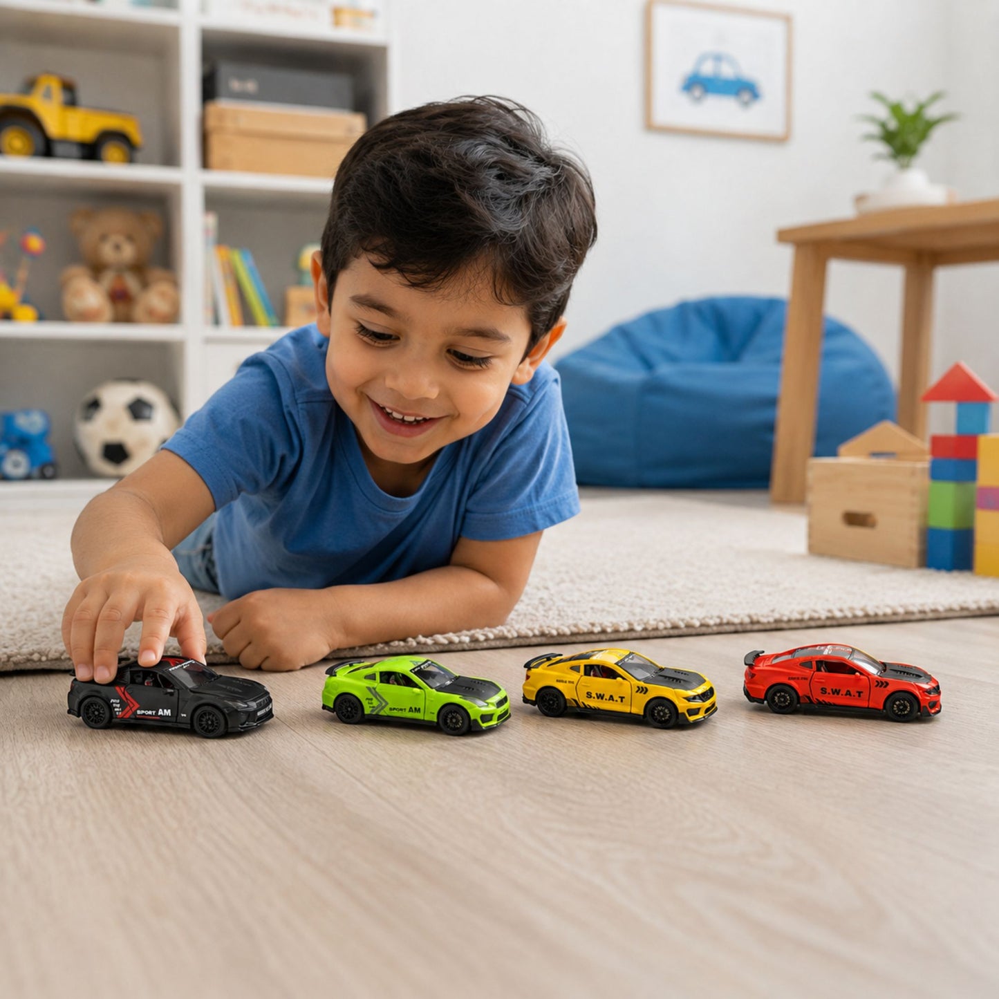 Plastic Sports Car Vehicle Toy for Kids with Pull Back Action