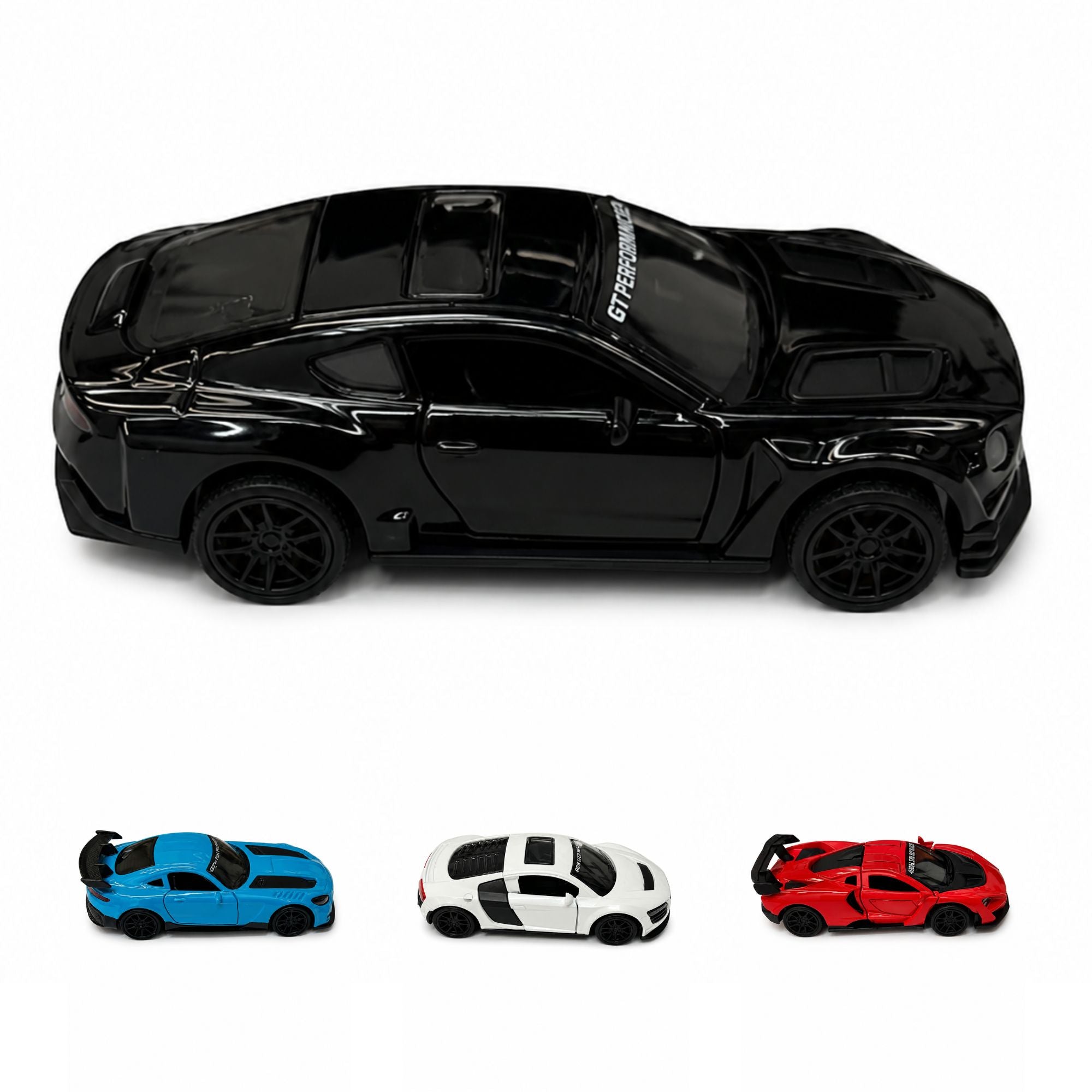 Diecast Sports Car Toy with Pull Back and Opening Doors Play