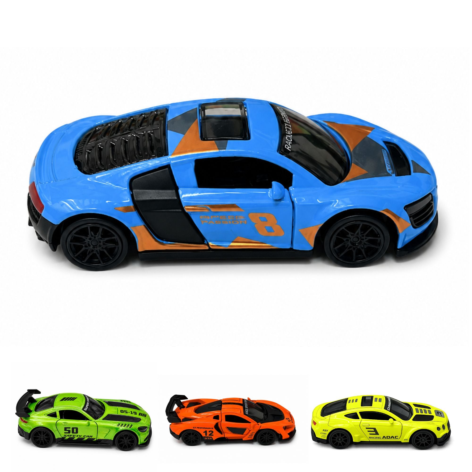 Diecast Racing Car Toy with Pull Back Action and Opening Doors