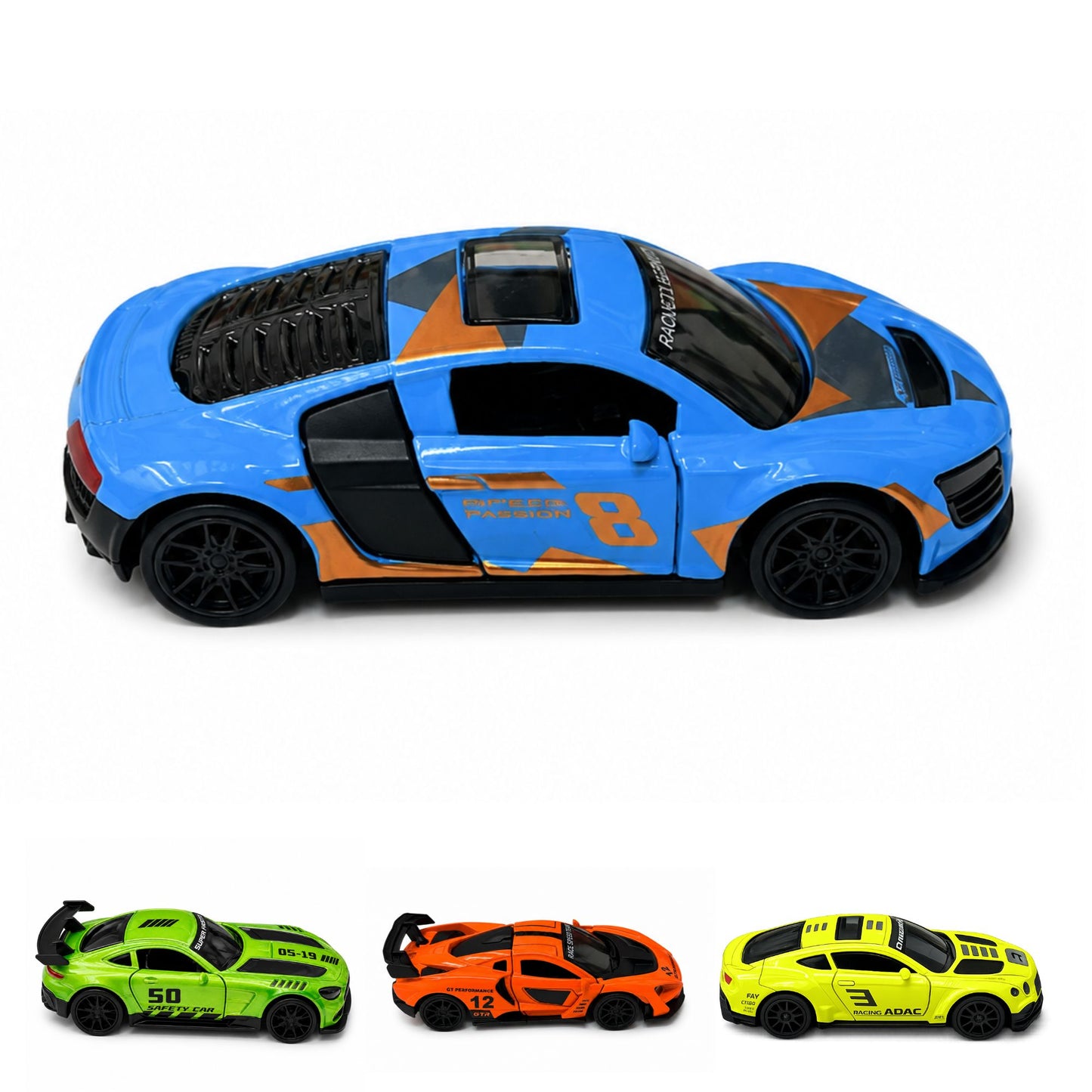Diecast Racing Car Toy with Pull Back Action and Opening Doors