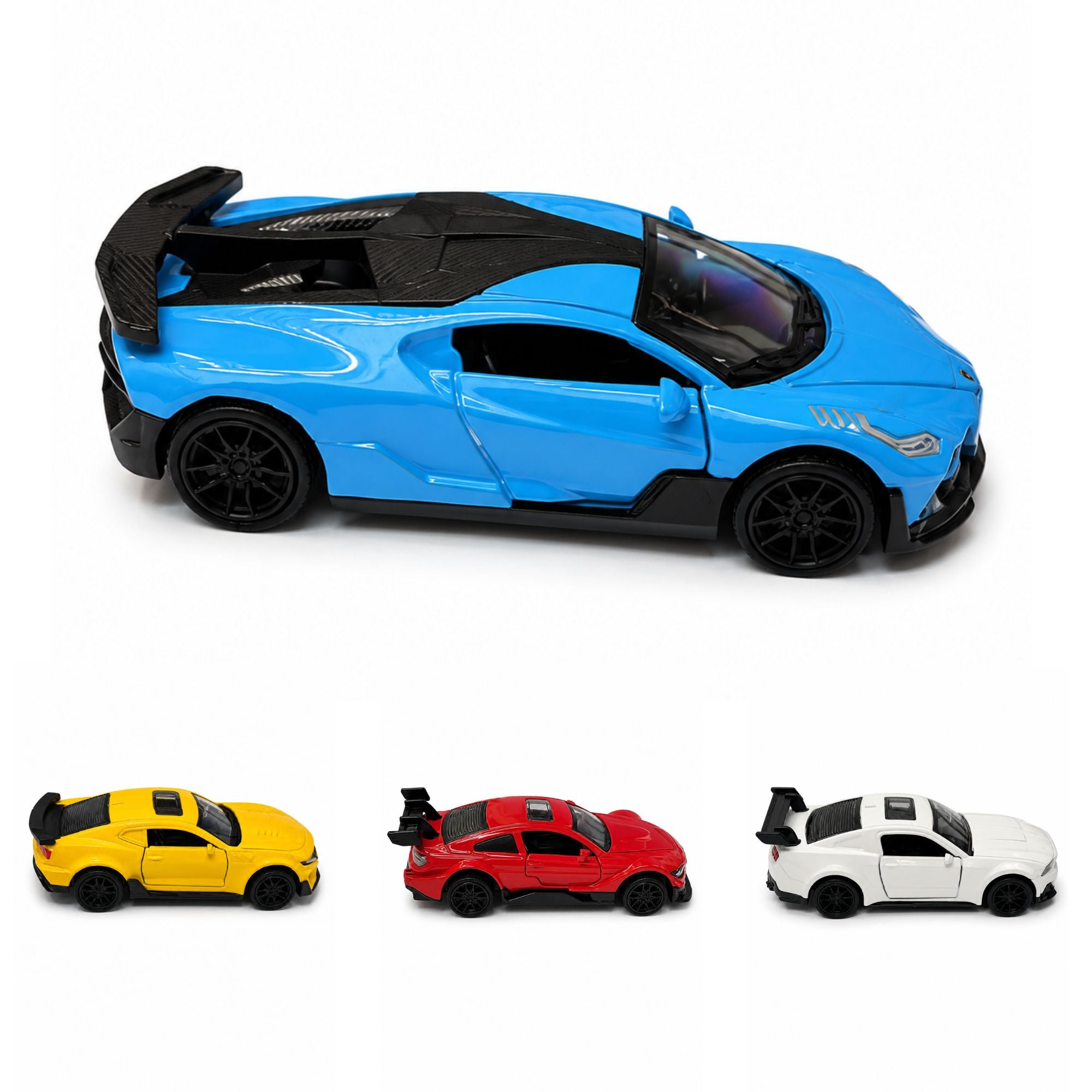 Diecast Sports Car Toy with Pull Back Action and Opening Doors