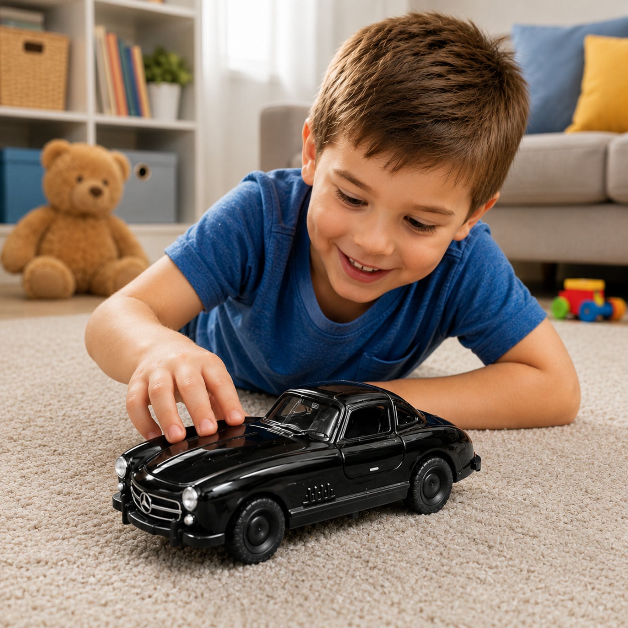 Realistic Classic Diecast Toy Car with Pull Back Drive & Doors