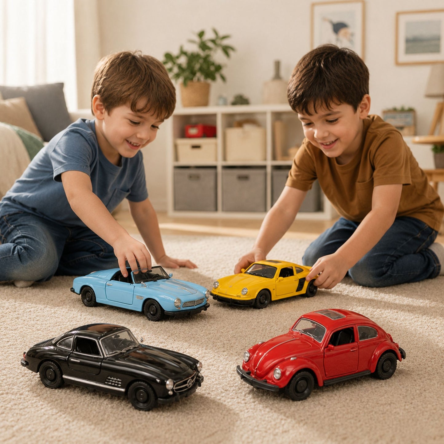 Diecast Classic Toy Car with Opening Doors & Friction Pull Back Action