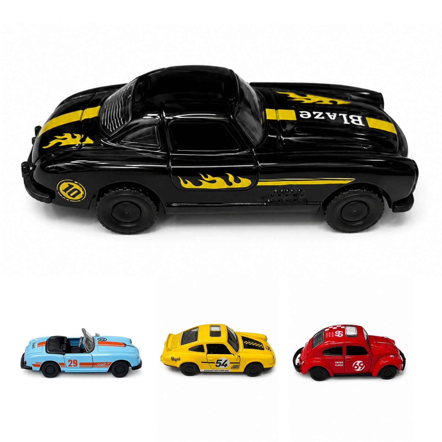 Diecast Sports Car Toy with Pull Back Action and Opening Doors