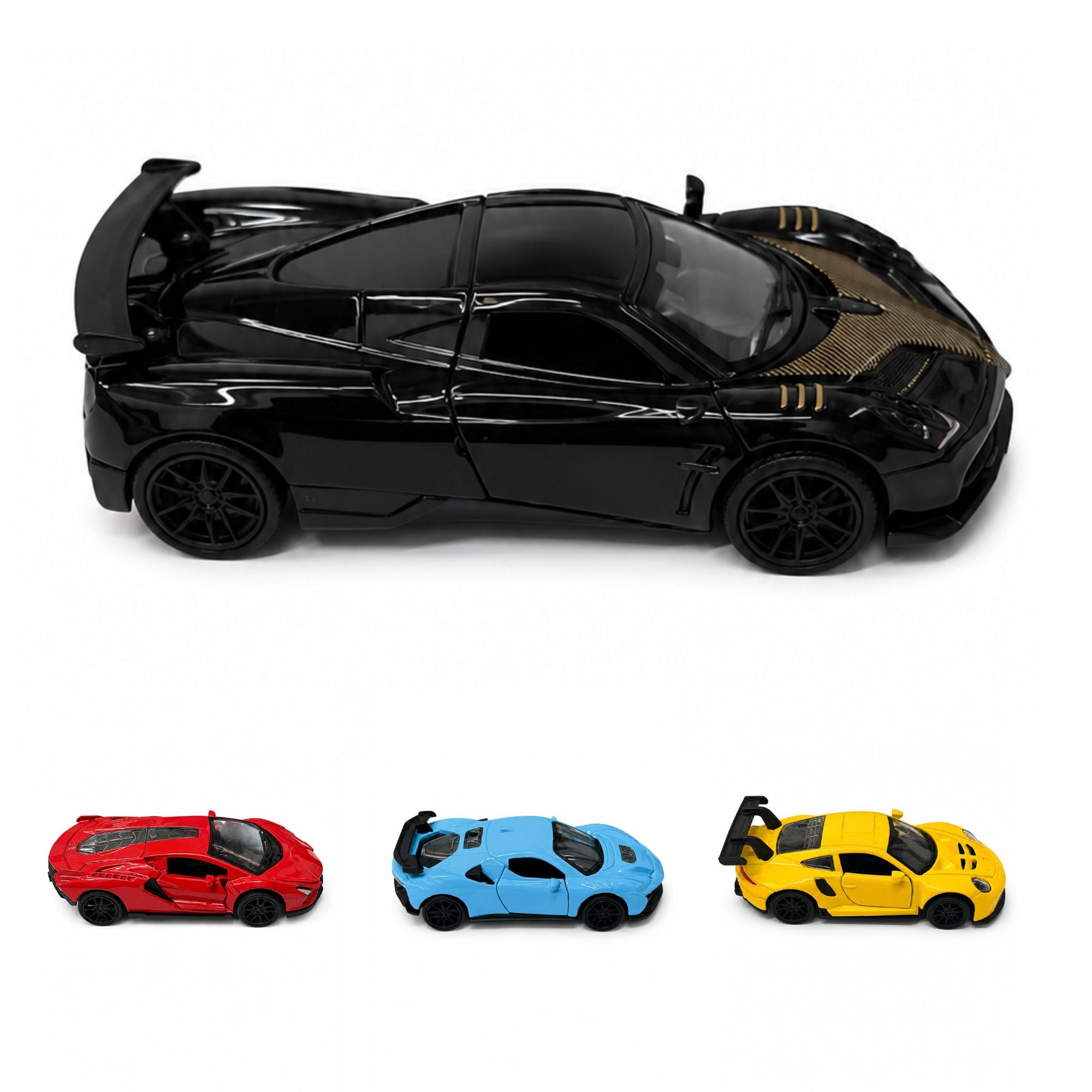 Diecast Sports Car Toy with Pull Back Action and Opening Doors