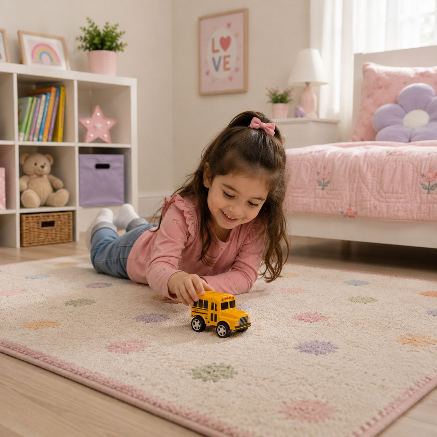 Pull Back Diecast School Bus Toy with Opening Doors Play