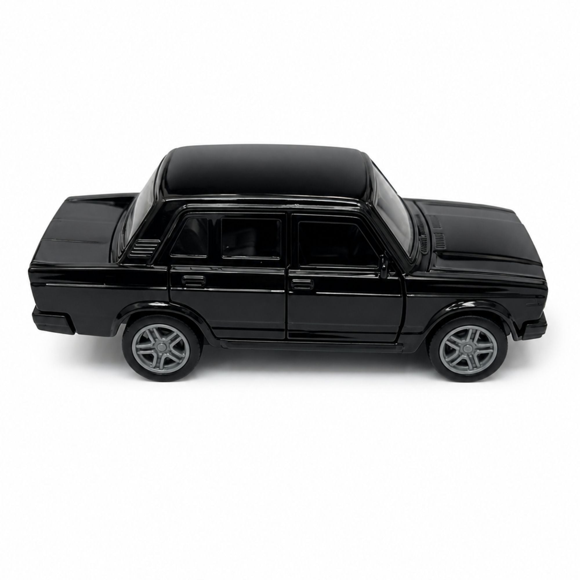 Vintage Style Diecast Sedan Toy with Opening Doors and Pull Back
