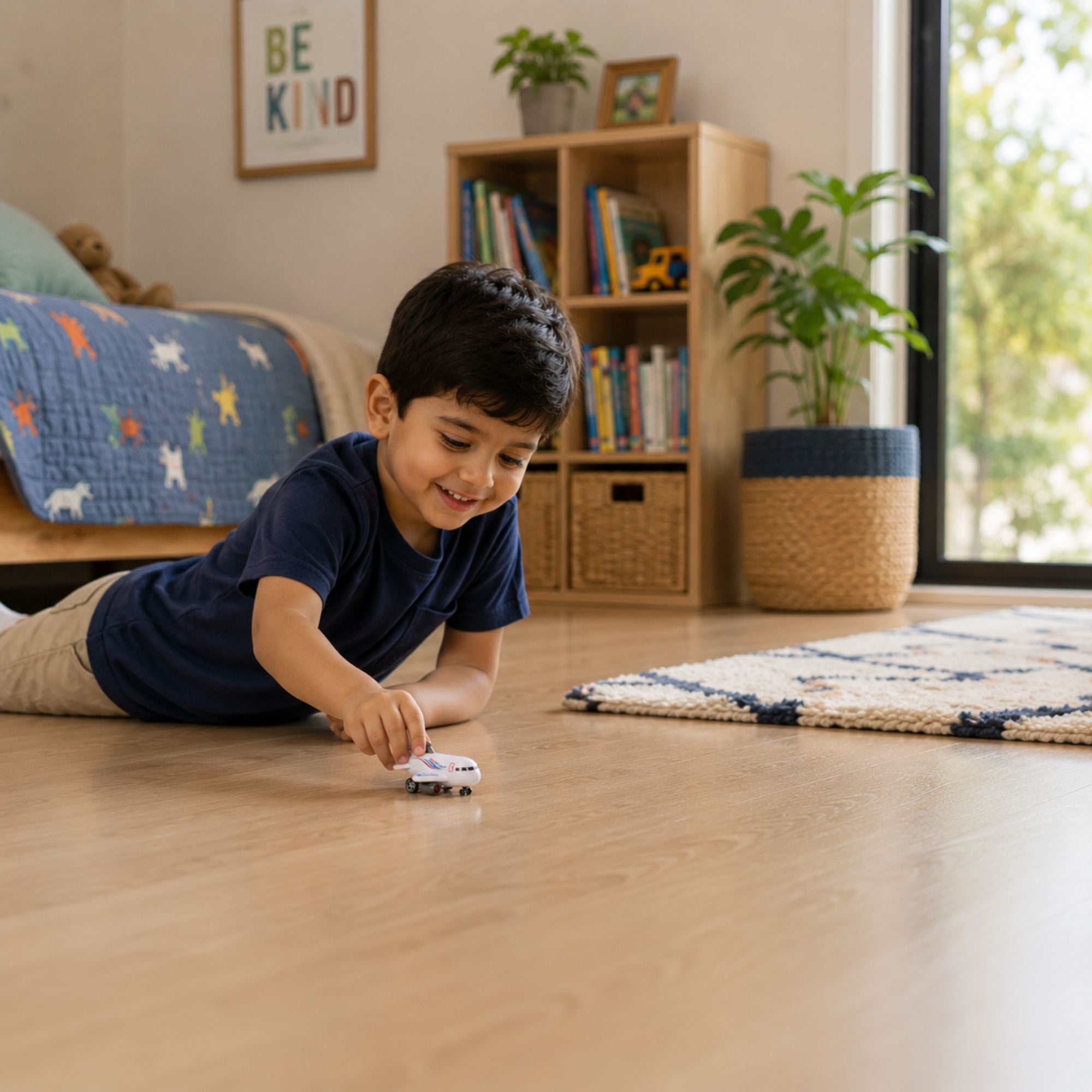 Pull Back Plastic Airplane Toy for Kids with Opening Doors