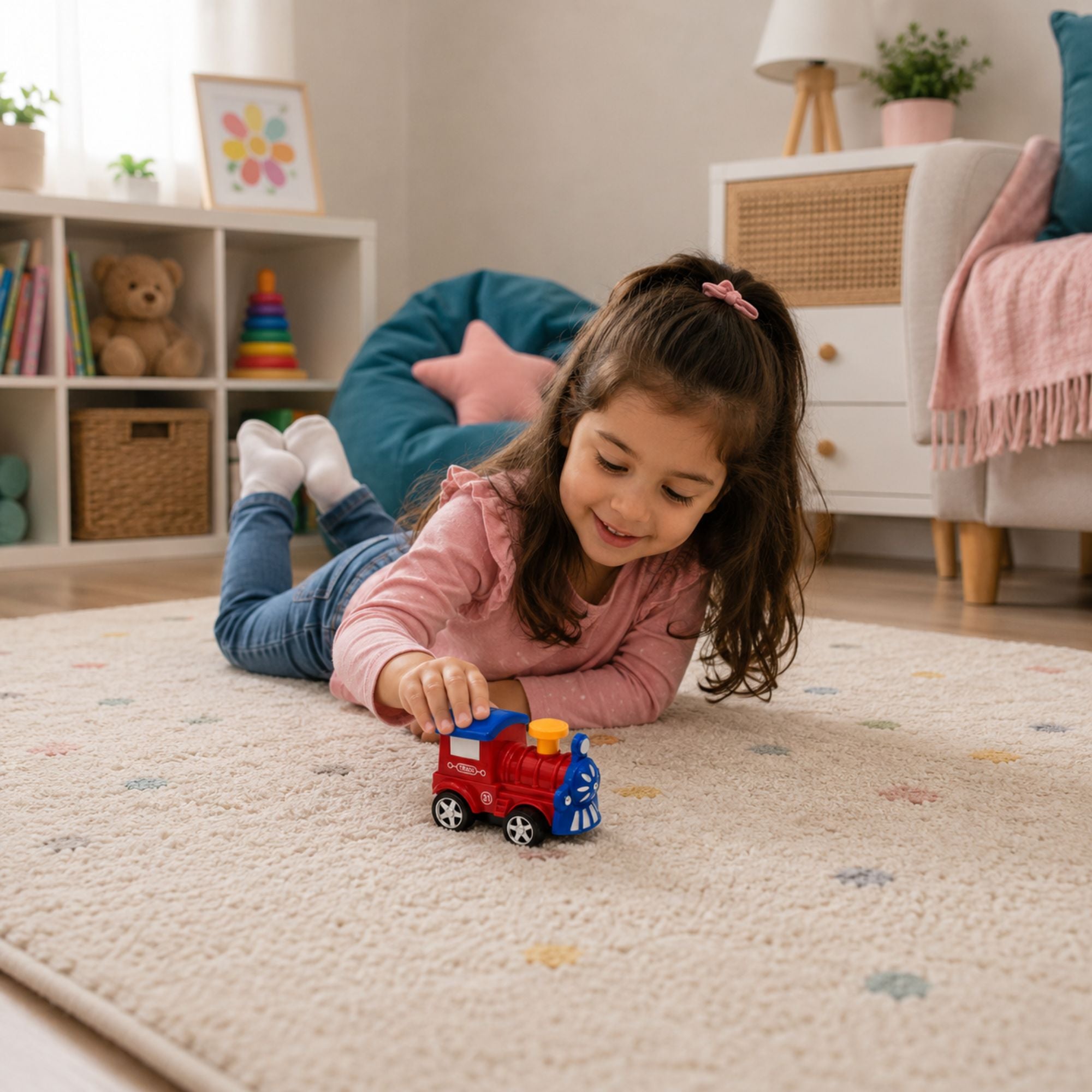 Diecast Locomotive Train Toy with Pull Back Action for Kids