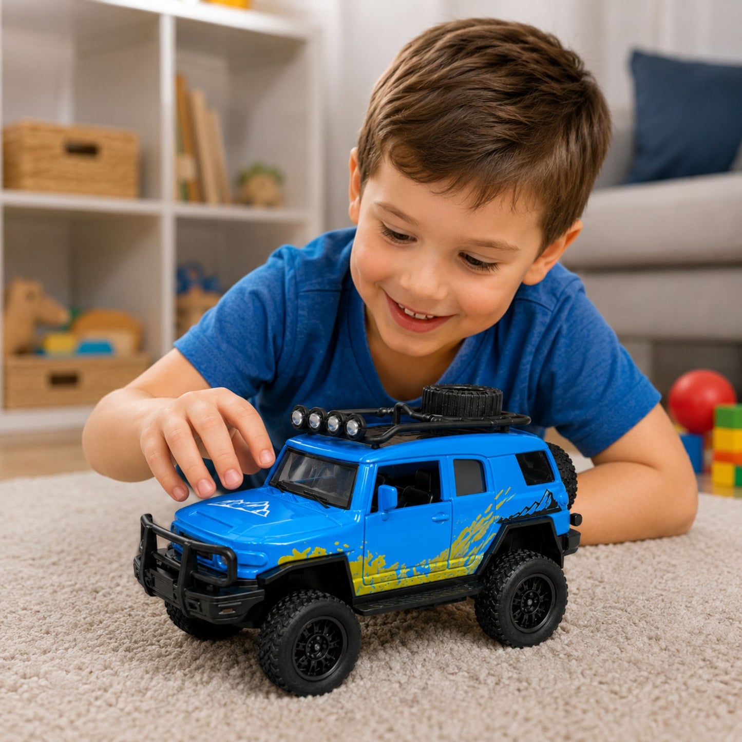 Premium Diecast Off Road SUV Toy with Opening Doors and Pull Back