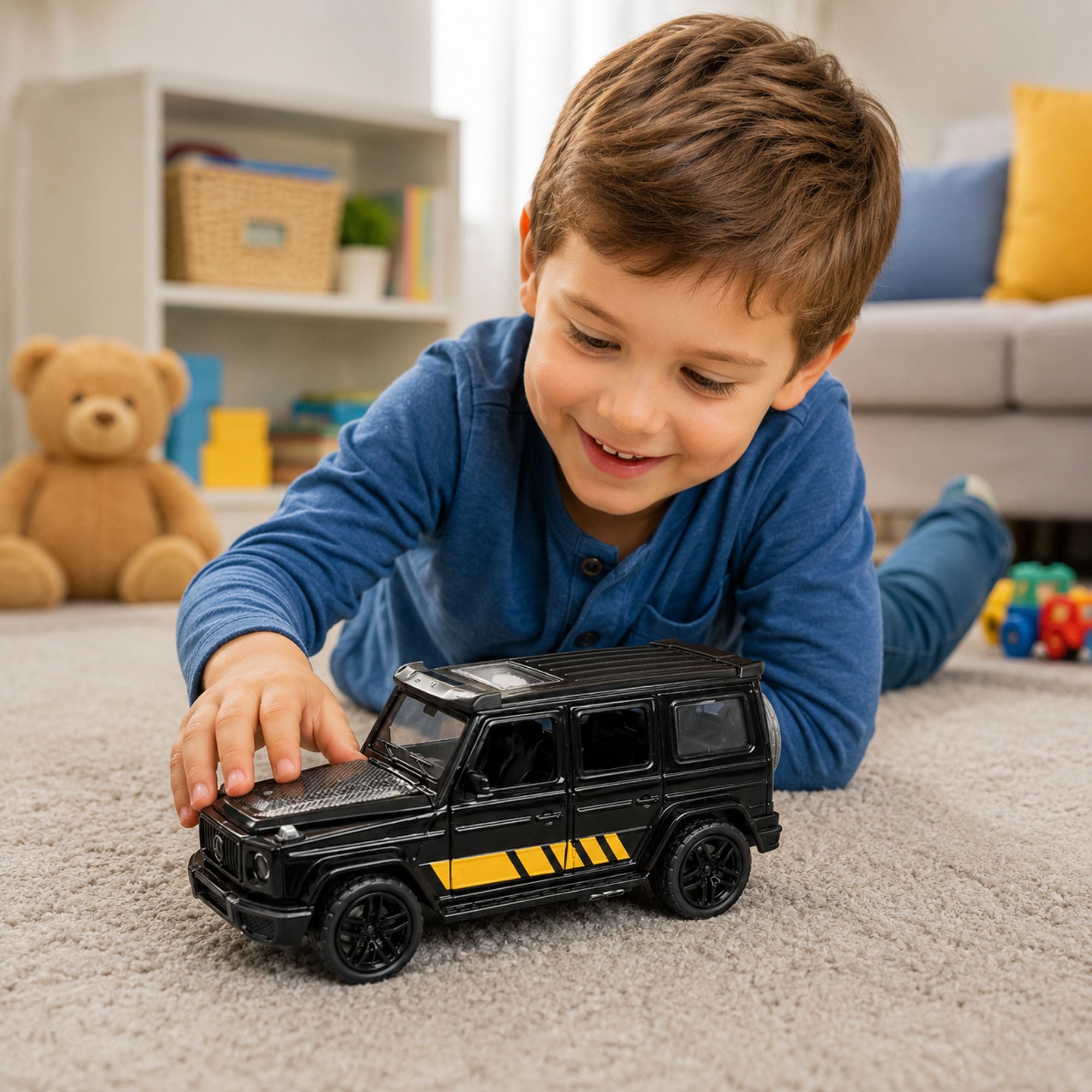 Metal Diecast SUV Toy Car with Opening Doors & Pull Back