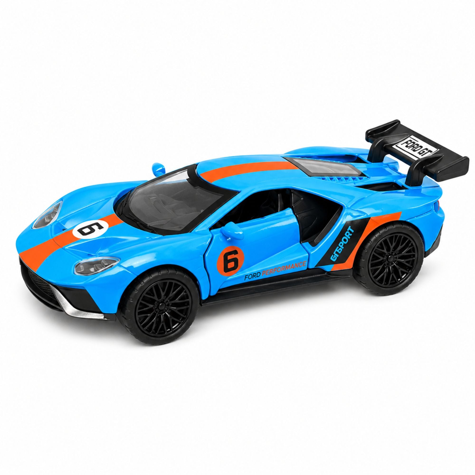 Diecast Sports Car Model Toy with Opening Doors and Pull Back