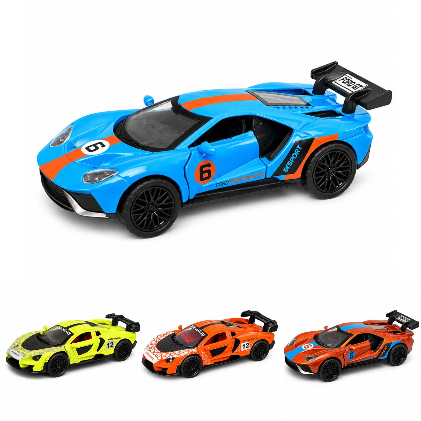 Diecast Sports Car Toy with Opening Doors and Pull Back Action