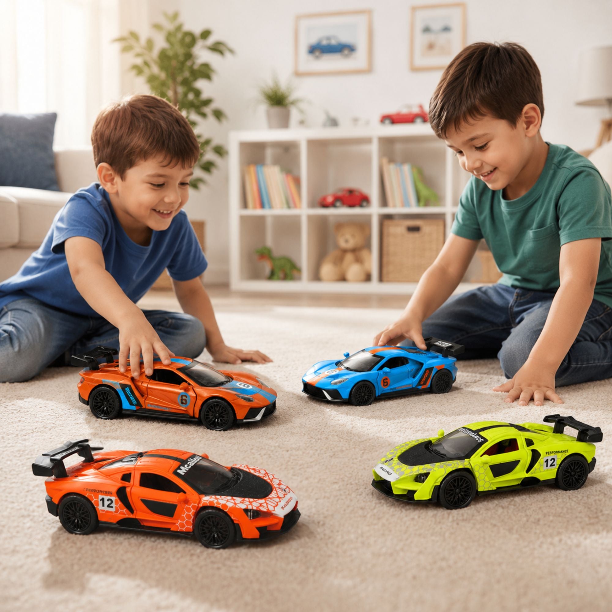 Realistic Diecast Sports Car Model with Pull Back and Opening Doors