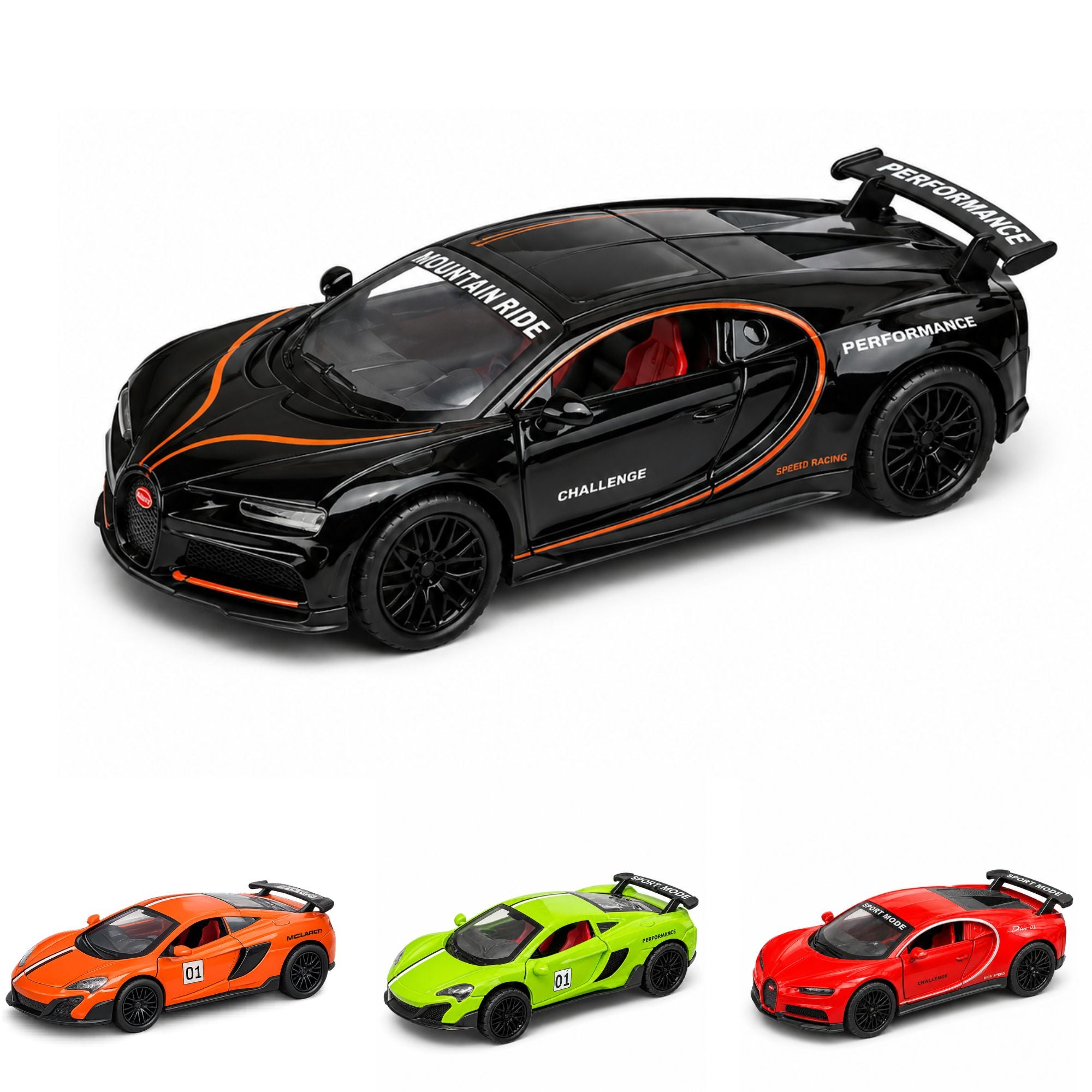 Realistic Diecast Sports Car Model with Pull Back Action & Doors