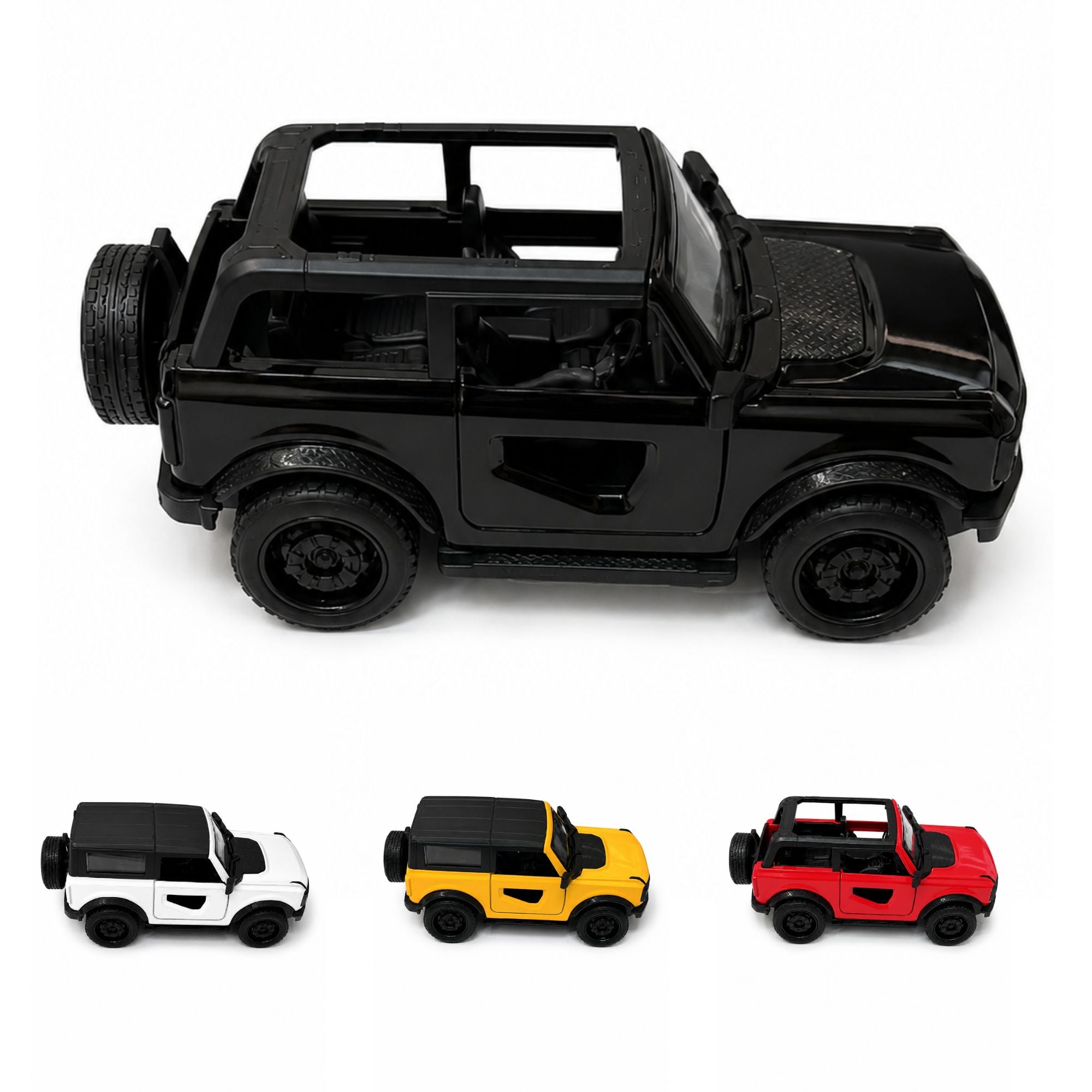 Diecast Off Road SUV Toy with Pull Back Action and Opening Doors