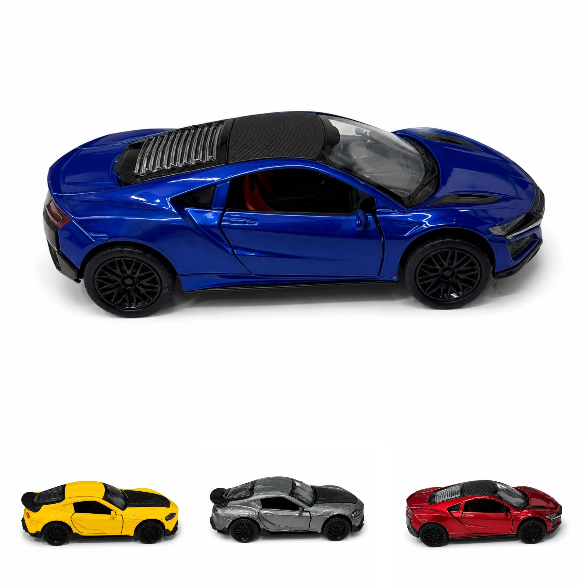 Diecast Sports Car Toy with Pull Back and Opening Doors Play