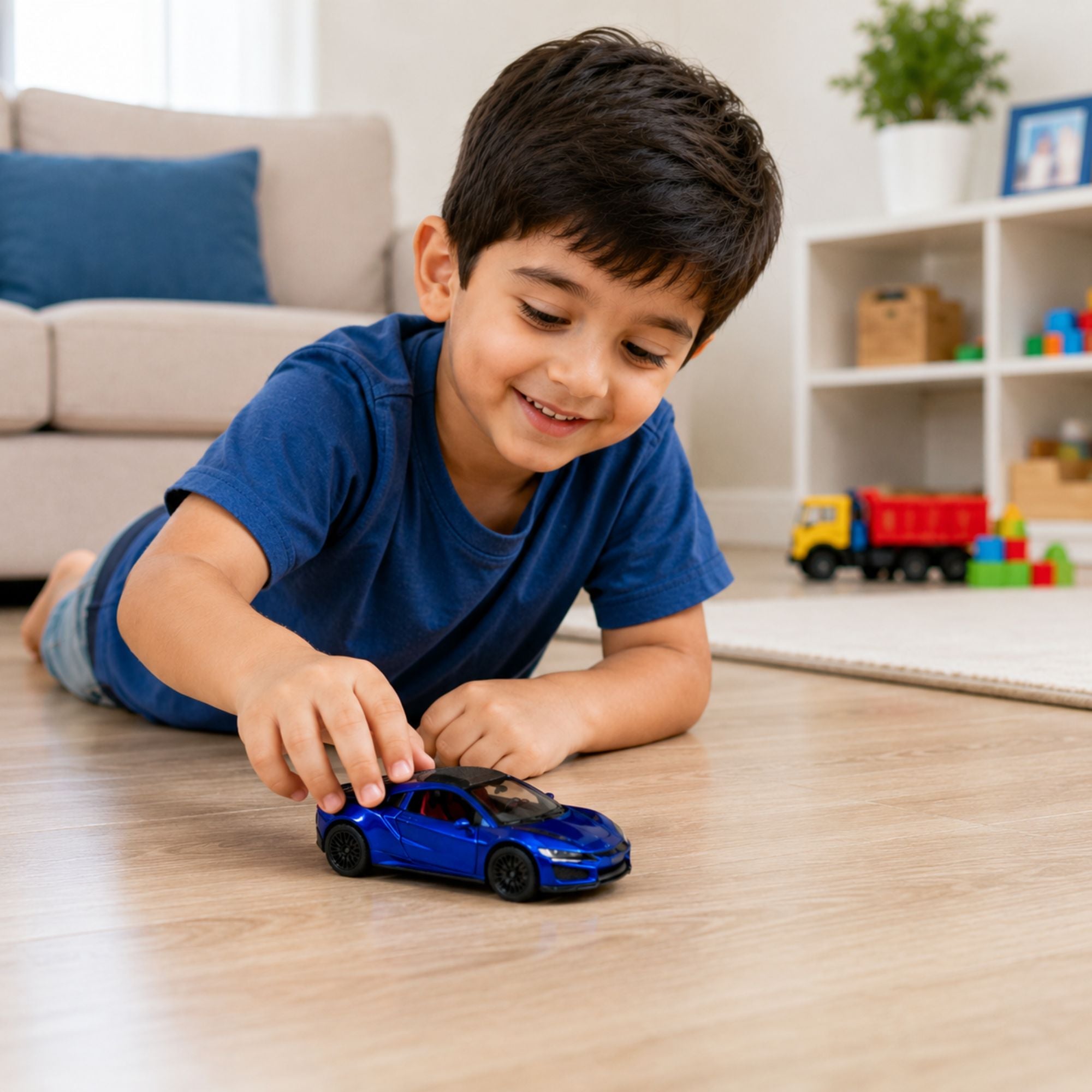 Diecast Sports Racing Car Toy with Pull Back and Opening Doors