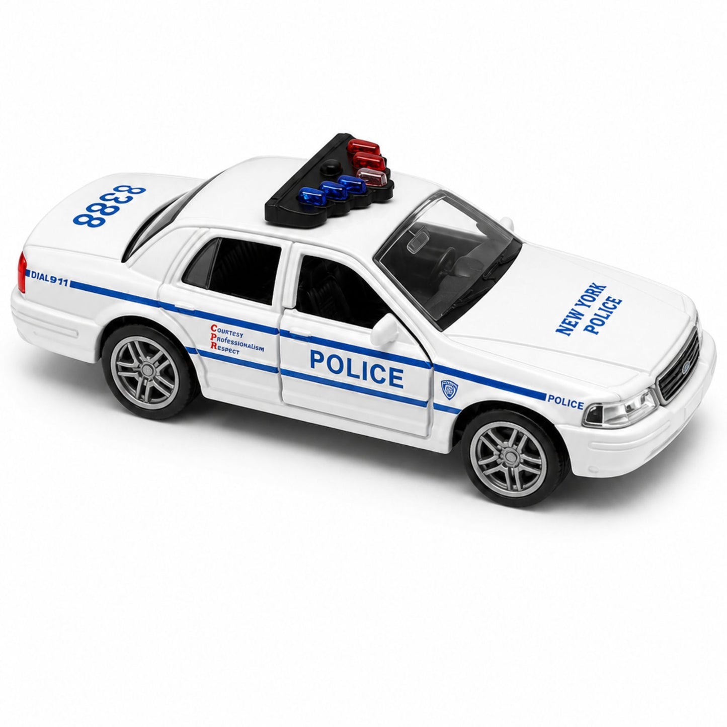Police Diecast Model Car with Opening Doors and Pull Back
