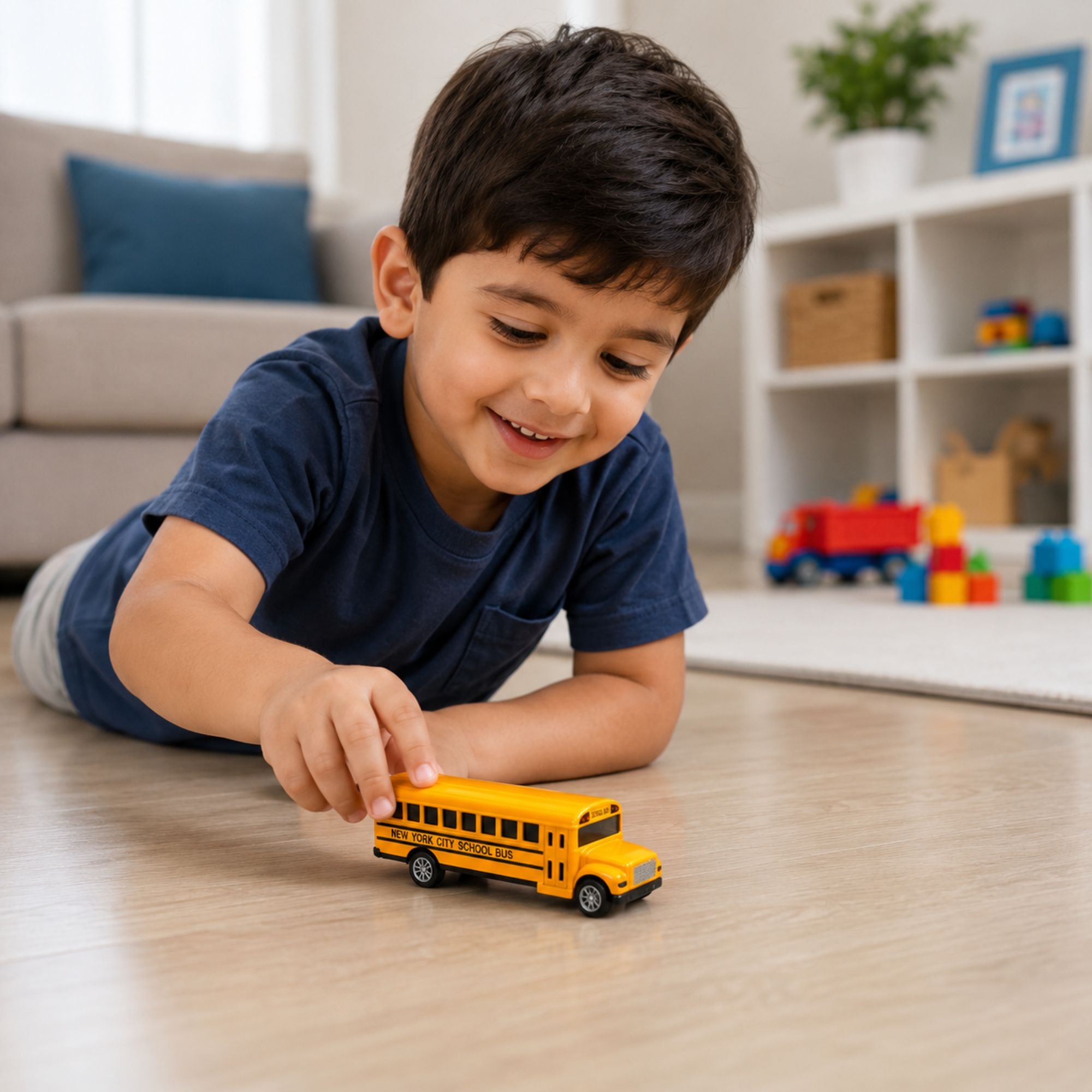 Pull Back Diecast School Bus Model Toy with Opening Doors