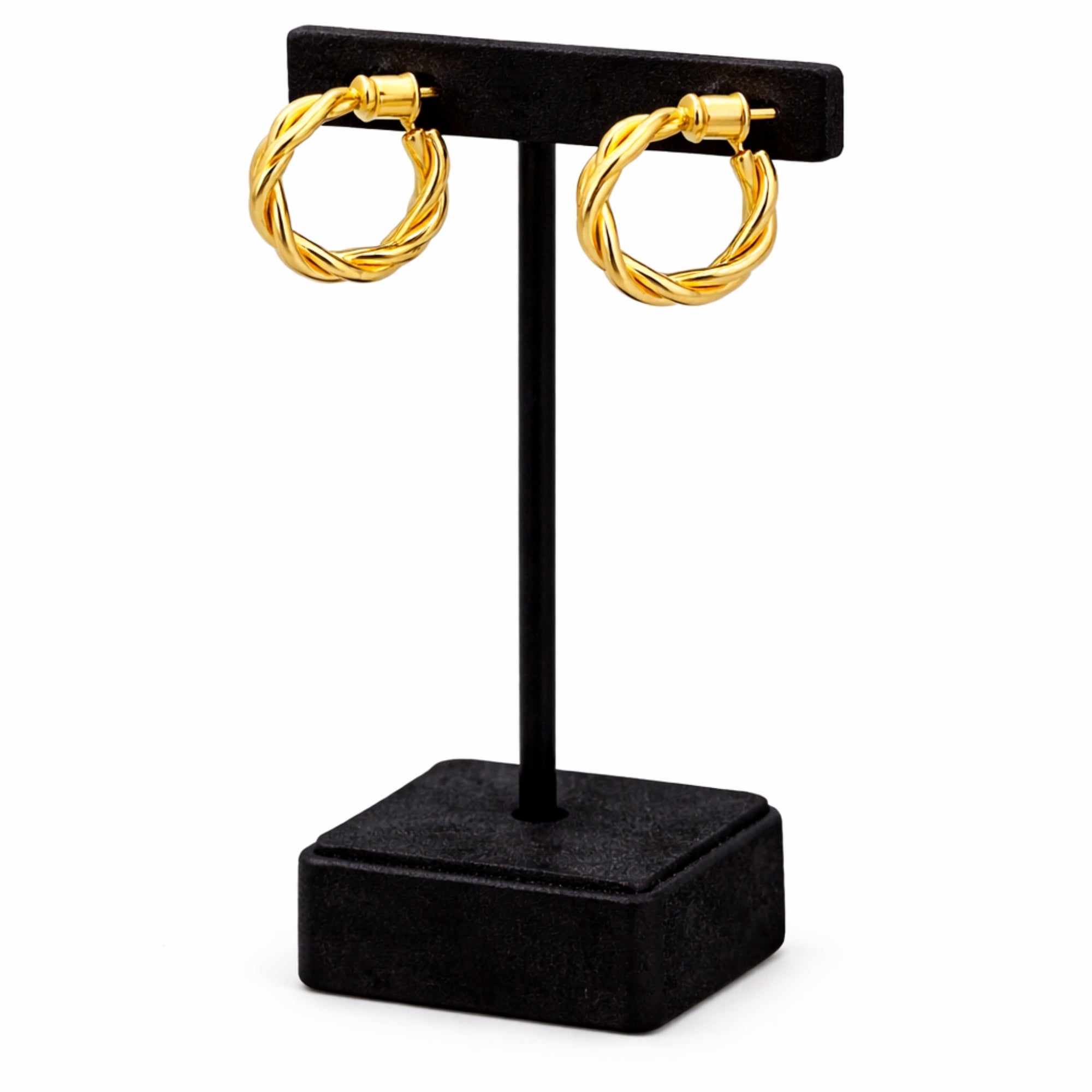 0.65 Inch Gold Tone Twisted Rope Open Hoop Earrings Everyday Style main product image