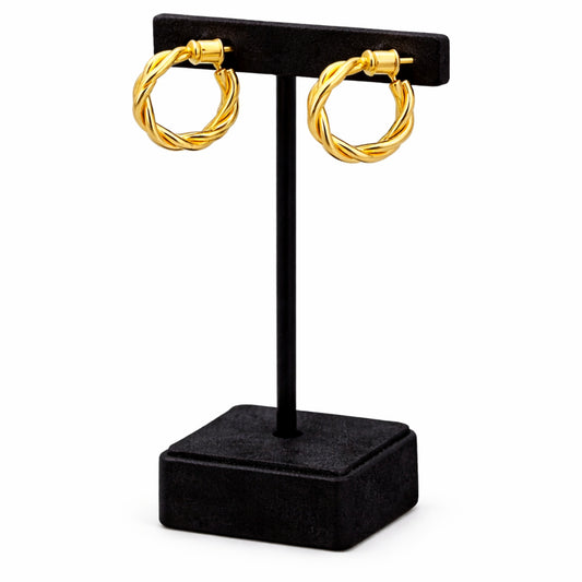 0.65 Inch Gold Tone Twisted Rope Open Hoop Earrings Everyday Style