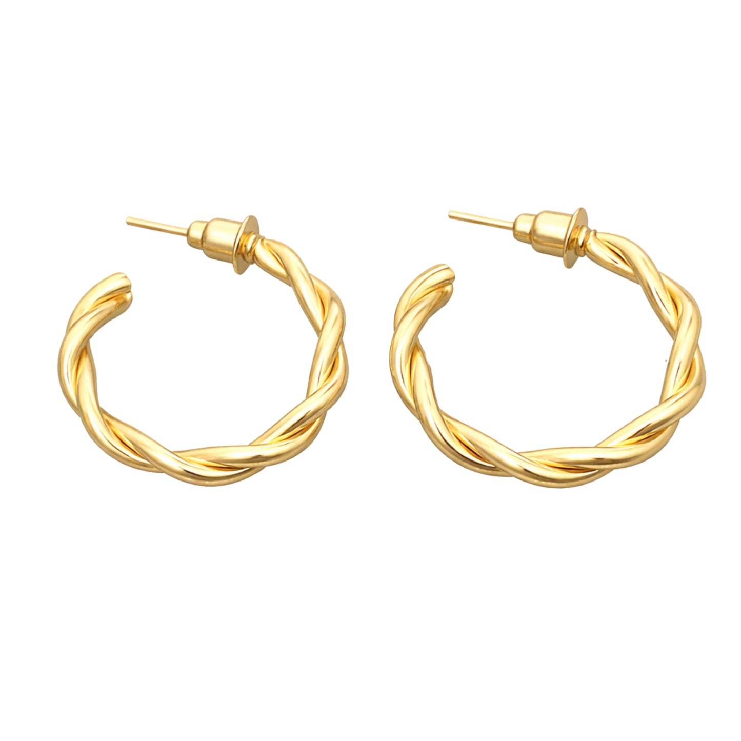 0.65 Inch Gold Tone Twisted Rope Open Hoop Earrings Everyday Style size and feature image