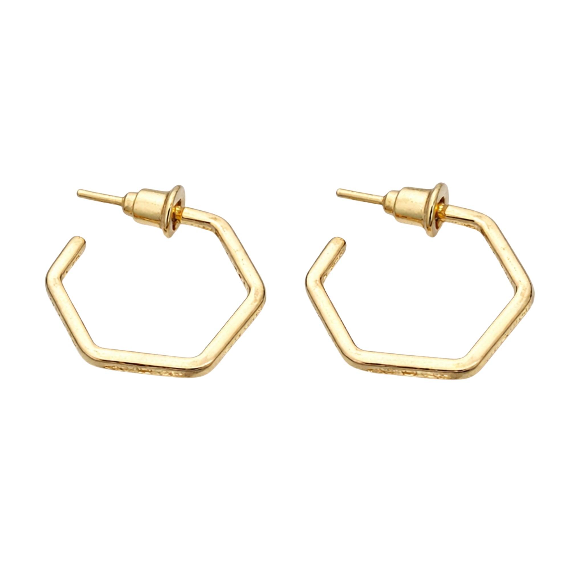 0.5 Inch Gold Tone Hexagon Open Hoop Earrings Geometric Style product detail image