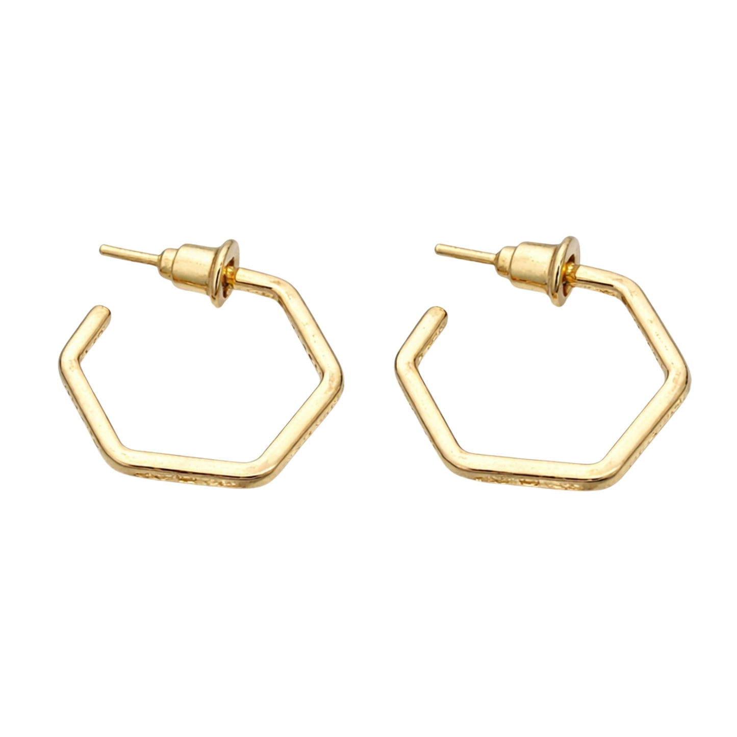 0.5 Inch Gold Tone Hexagon Open Hoop Earrings Geometric Style product detail image